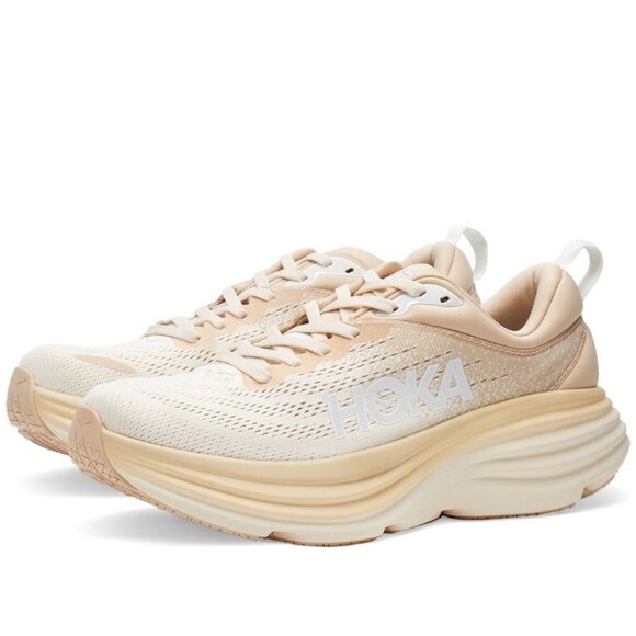 HOKA Bondi 8 Supportive Sand / Eggnog Cream Running Shoes 1123202 SSEG Men’s 12 - Picture 2 of 12